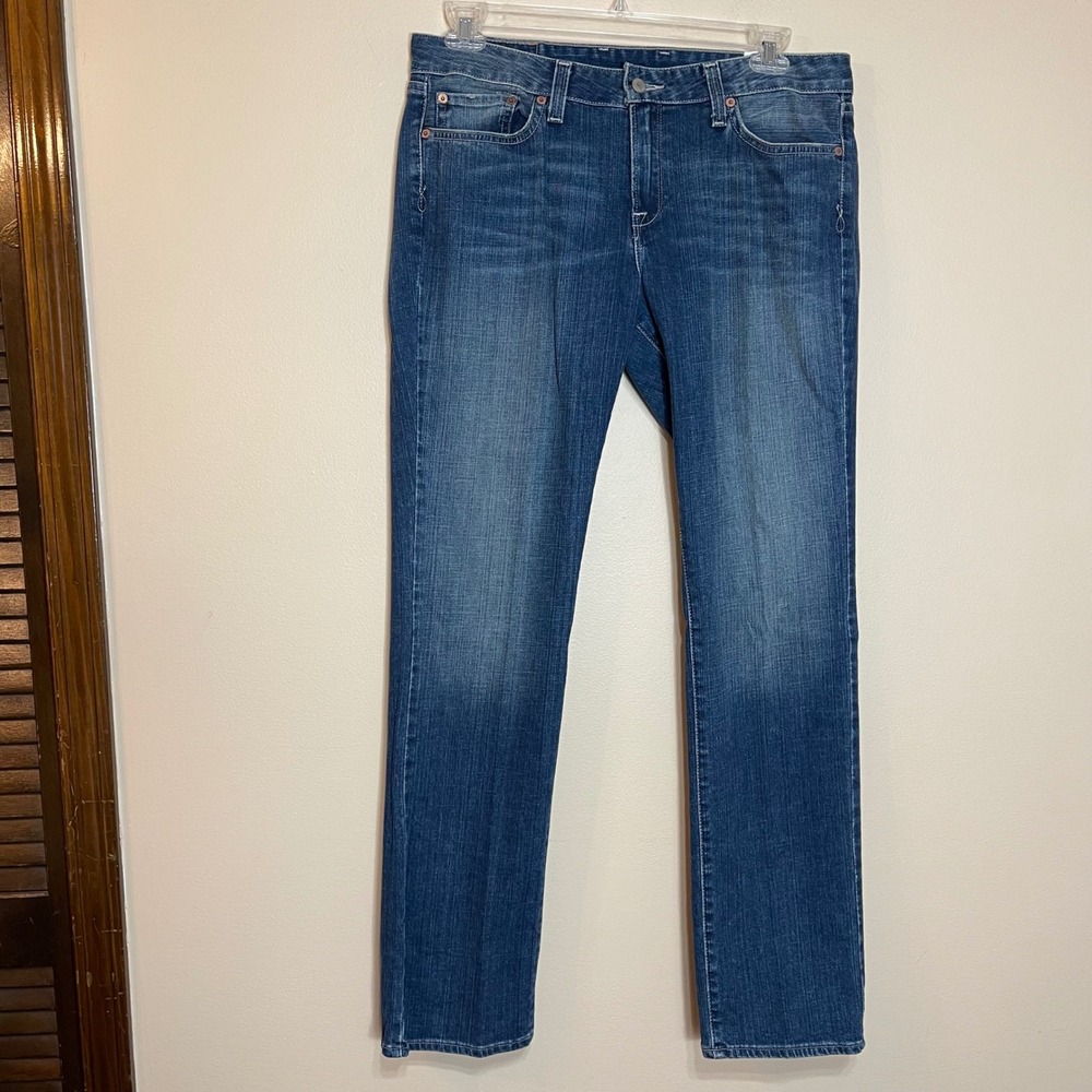 Lucky Brand Lola Straight Jeans Blue Medium Wash Denim Womens 16/33 Regular Rise